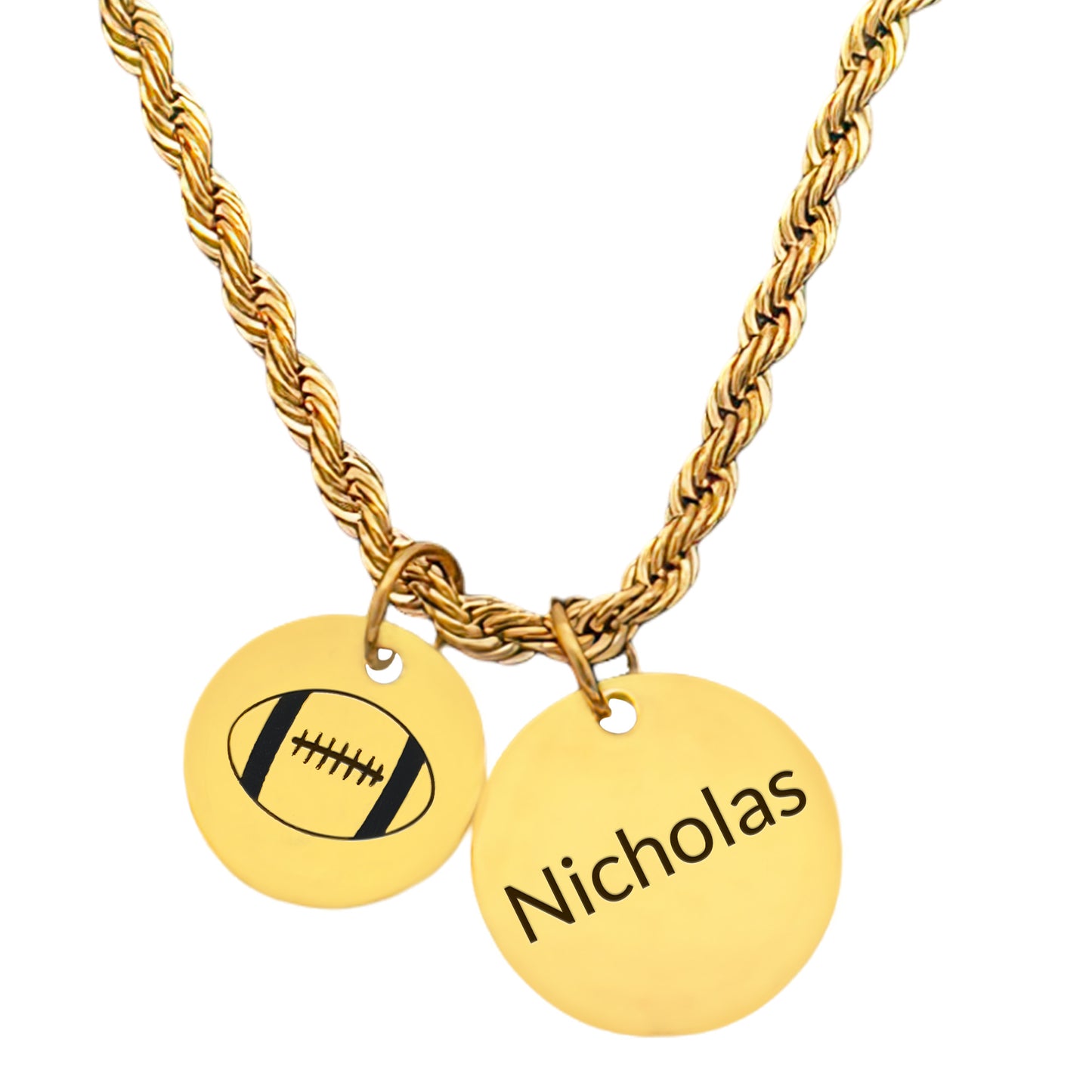 Football - Personalized Gold Two Charm Football Necklace