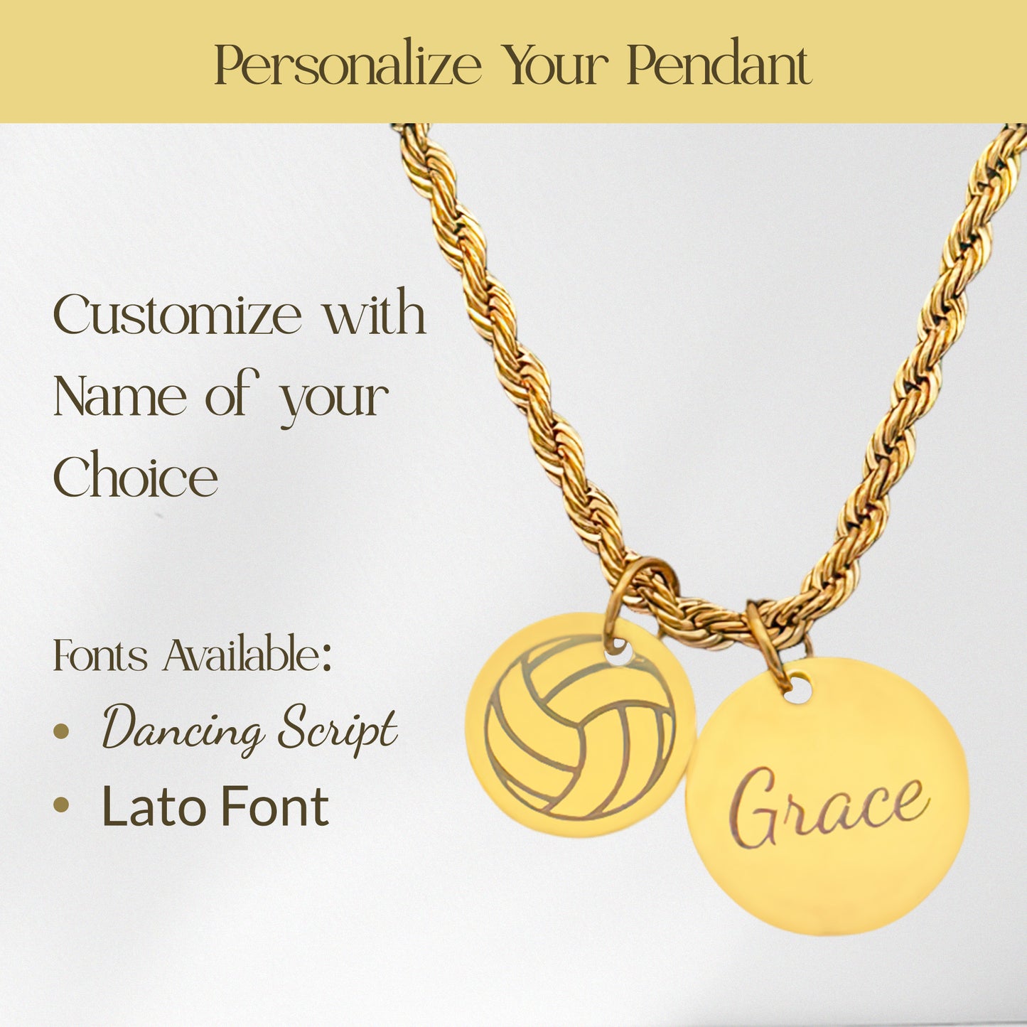 Volleyball - Personalized Gold Two Charm Volleyball Necklace