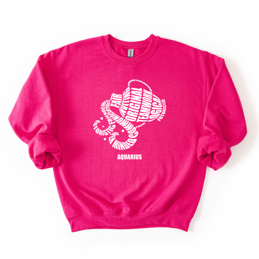 Zodiac Characteristics Crewneck Sweatshirt – Pink Edition