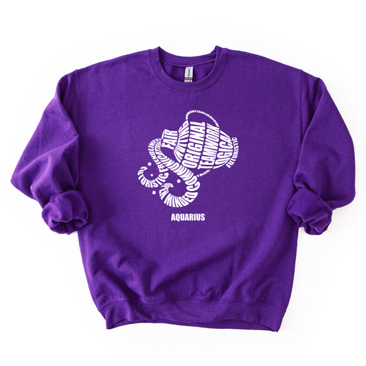 Zodiac Characteristics Crewneck Sweatshirt – Purple Edition