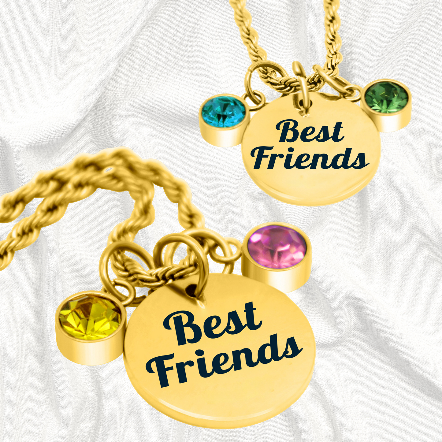 Personalized Gold Best Friends Birthstone Necklace