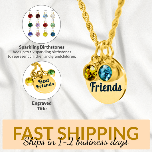 Personalized Gold Best Friends Birthstone Necklace