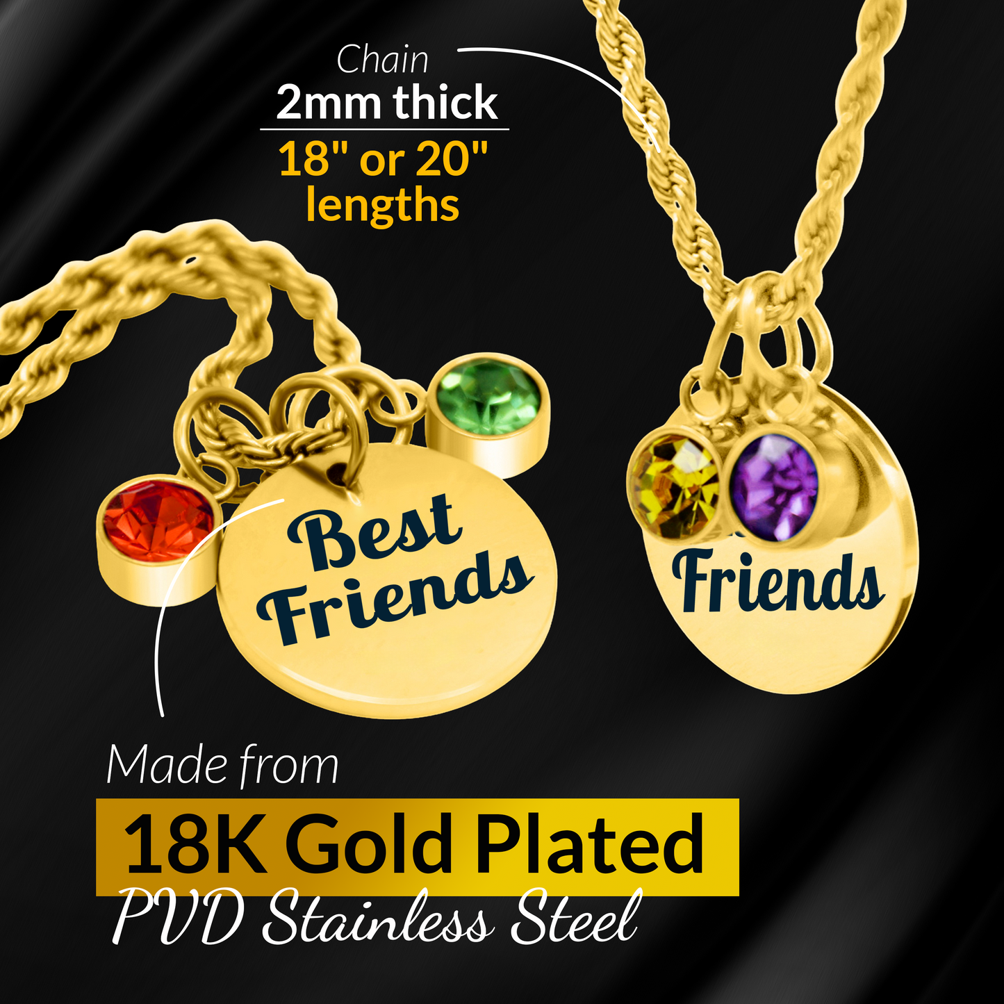 Personalized Gold Best Friends Birthstone Necklace