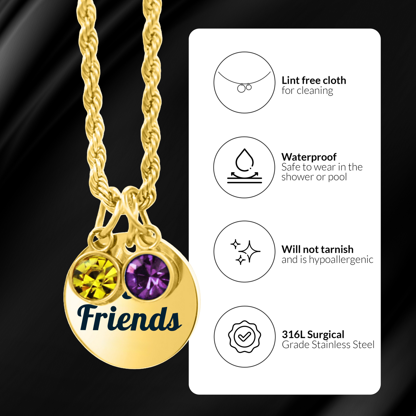 Personalized Gold Best Friends Birthstone Necklace