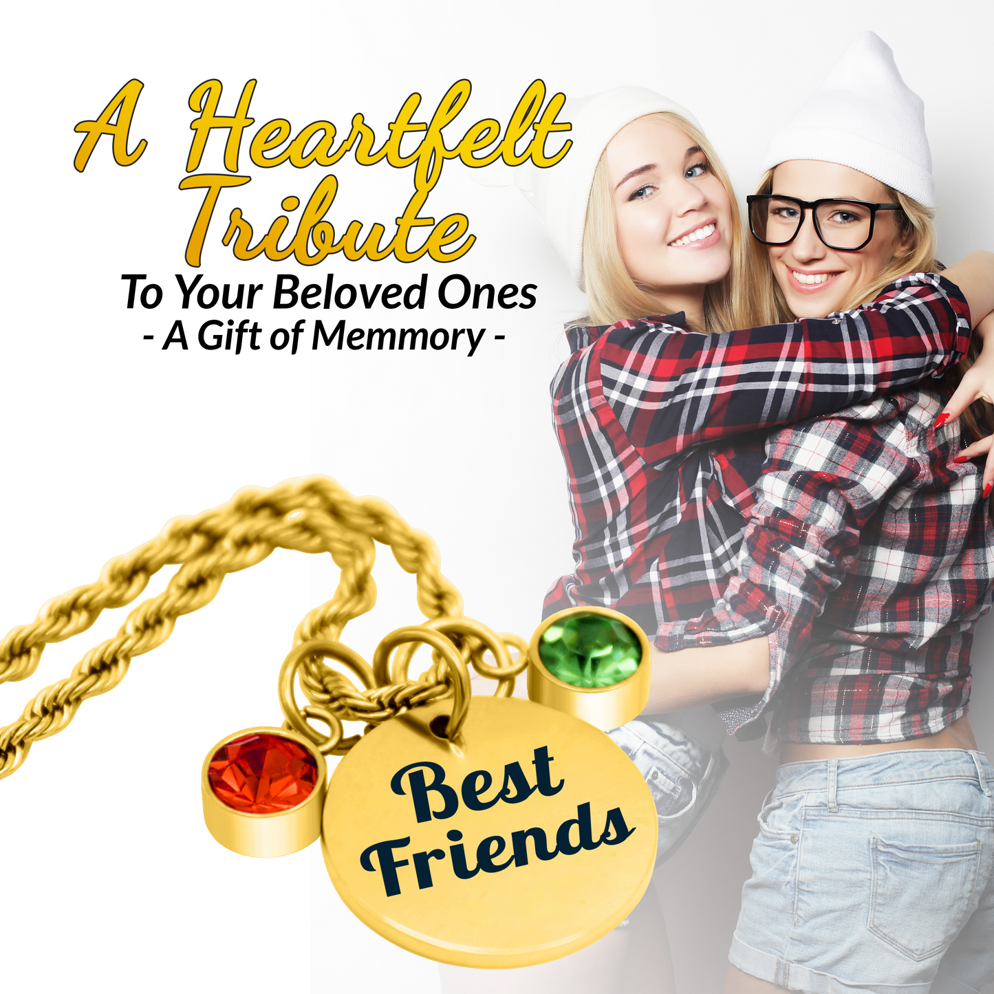 Personalized Gold Best Friends Birthstone Necklace