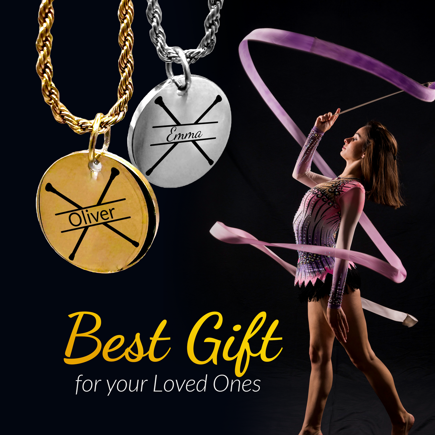 Baton Twirling - Personalized Baton Twirler Pendant Necklace