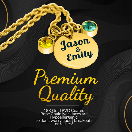 Personalized Gold Couple's Birthstone Necklace