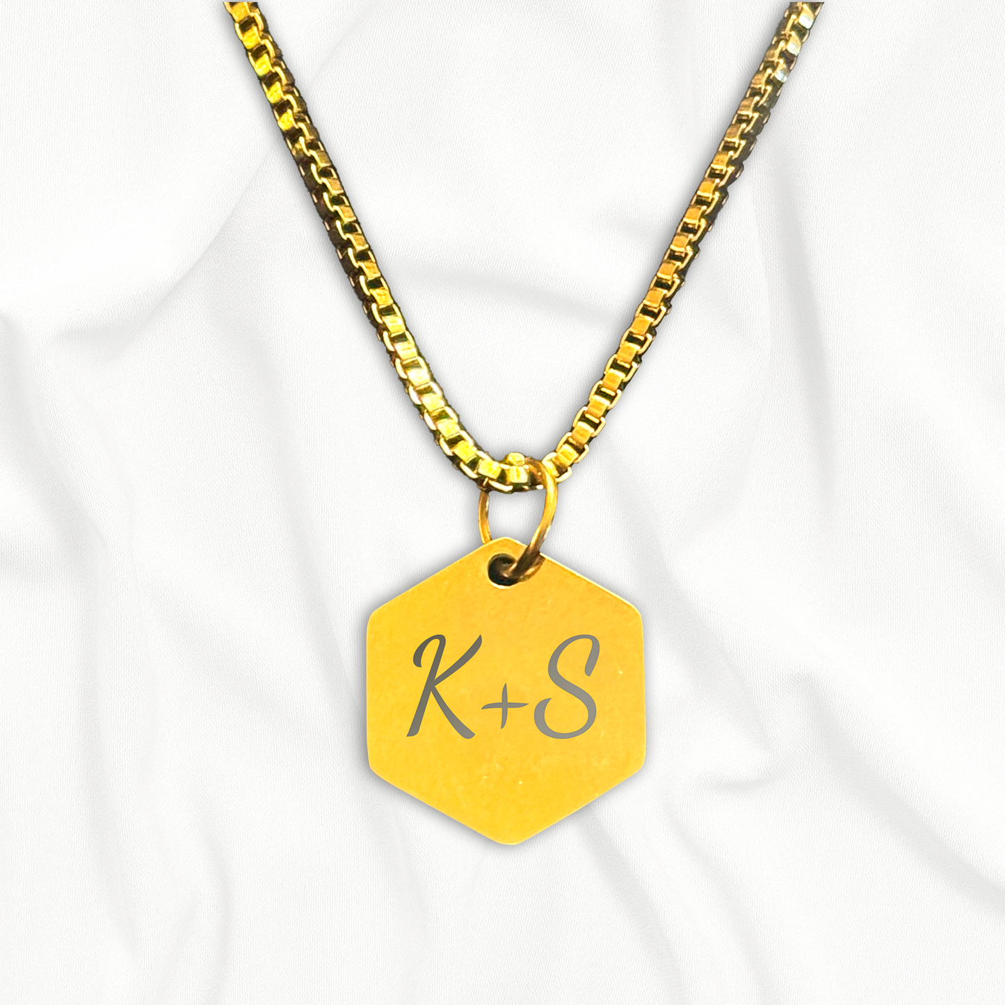 Personalized Gold Couple's Box Chain Necklace