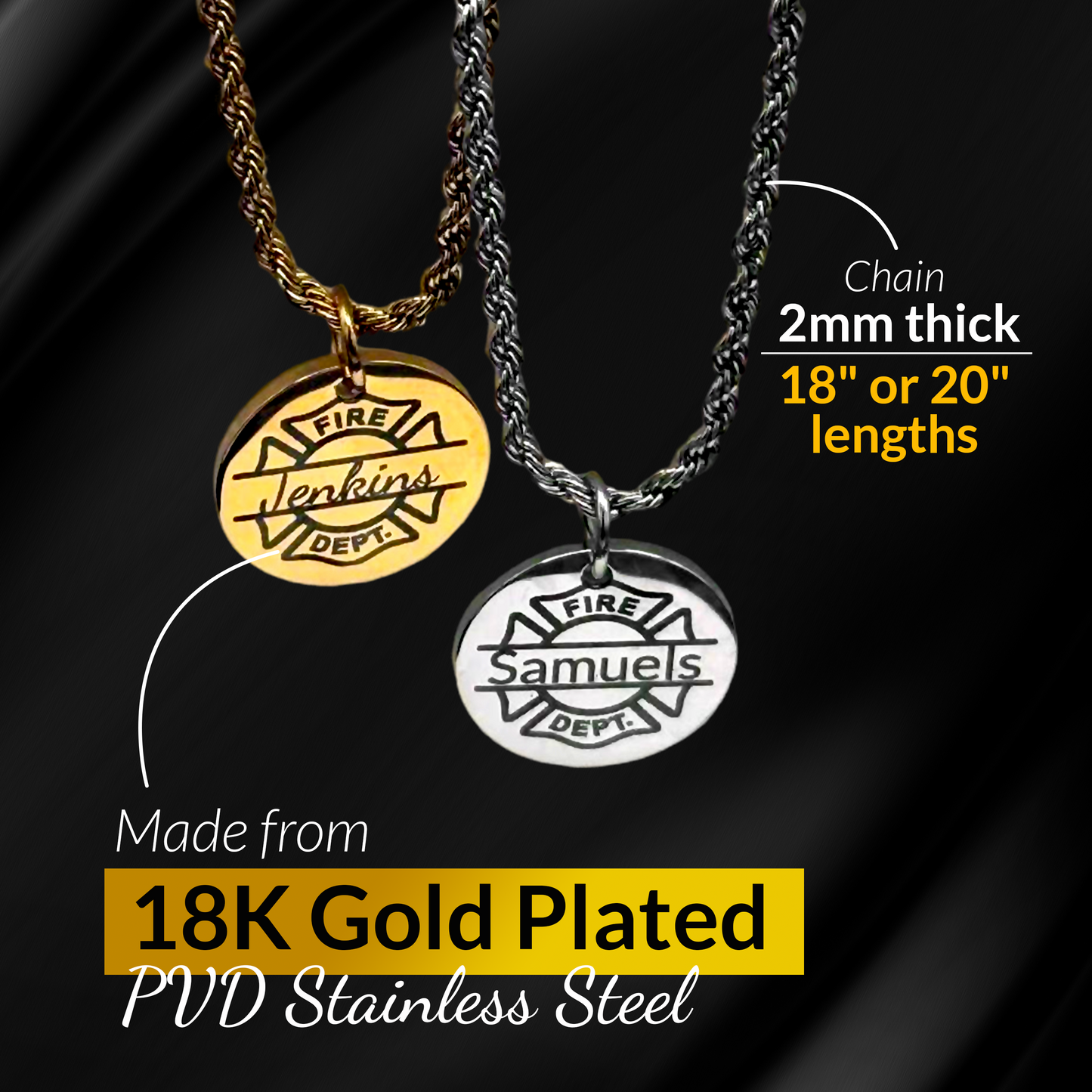Personalized Firefighter Name Necklace and Pendant