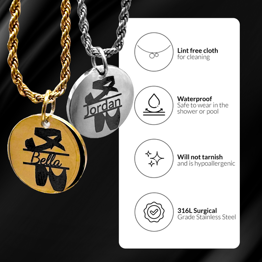 Personalized Ballet Shoes Pendant Necklace