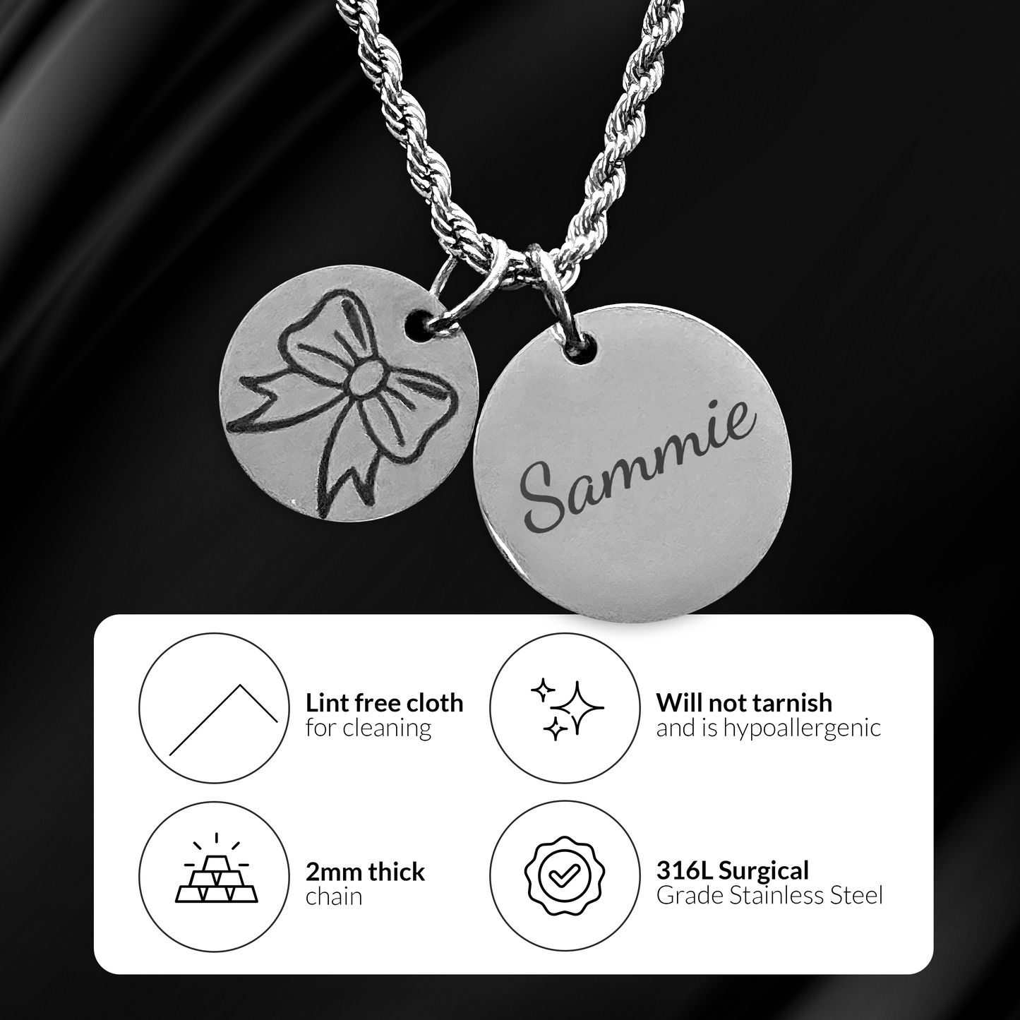 Stainless Steel Silver Custom Two Charm Sports Necklace
