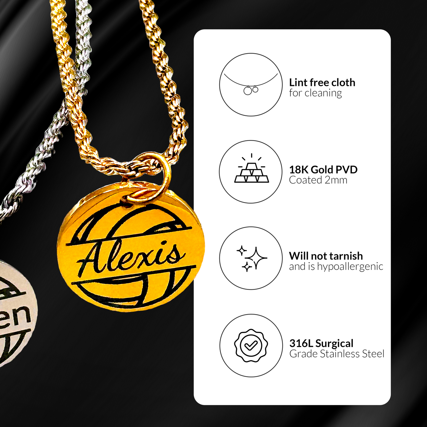 Volleyball - Personalized 5/8" Pendant Volleyball Necklace