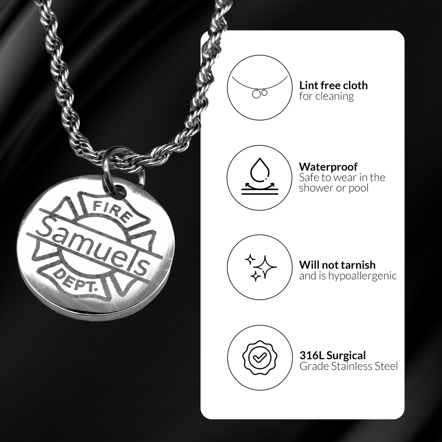 Personalized Firefighter Name Necklace and Pendant