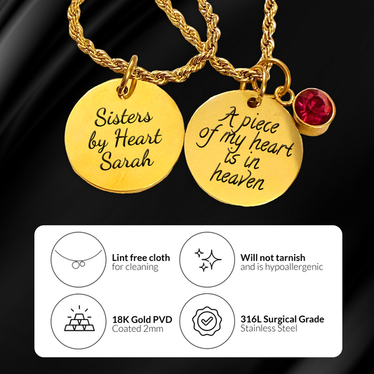 Personalized “Piece of My Heart Is in Heaven” Memorial Necklace
