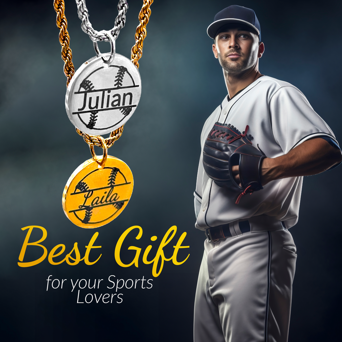 Softball - Personalized 5/8" Pendant Softball Necklace