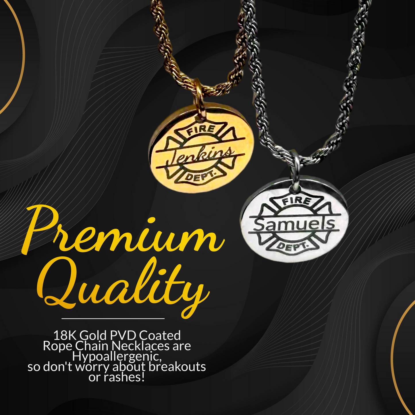 Personalized Firefighter Name Necklace and Pendant