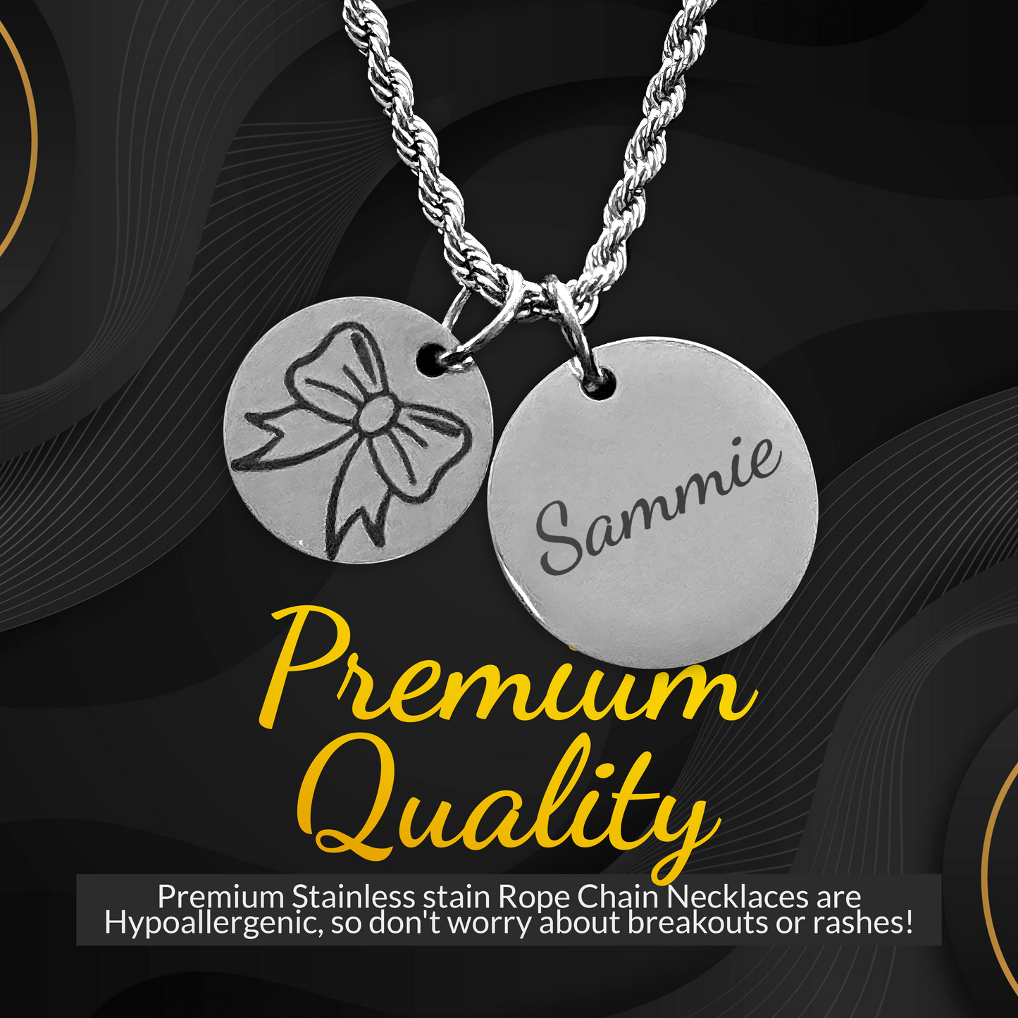 Stainless Steel Silver Custom Two Charm Sports Necklace