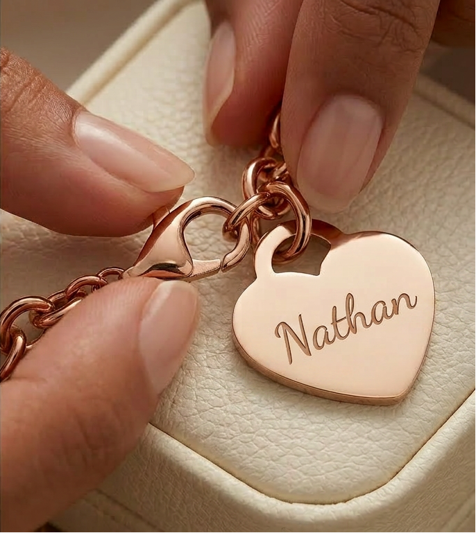 Personalized 18K Rose Gold PVD Stainless Steel Heart Necklace