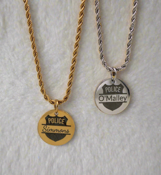 Personalized Police Officer Name Pendant Necklace
