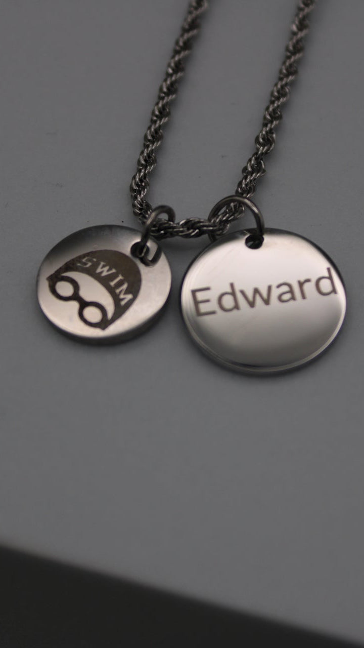 Swimming - Personalized Two Charm Swimming Necklace