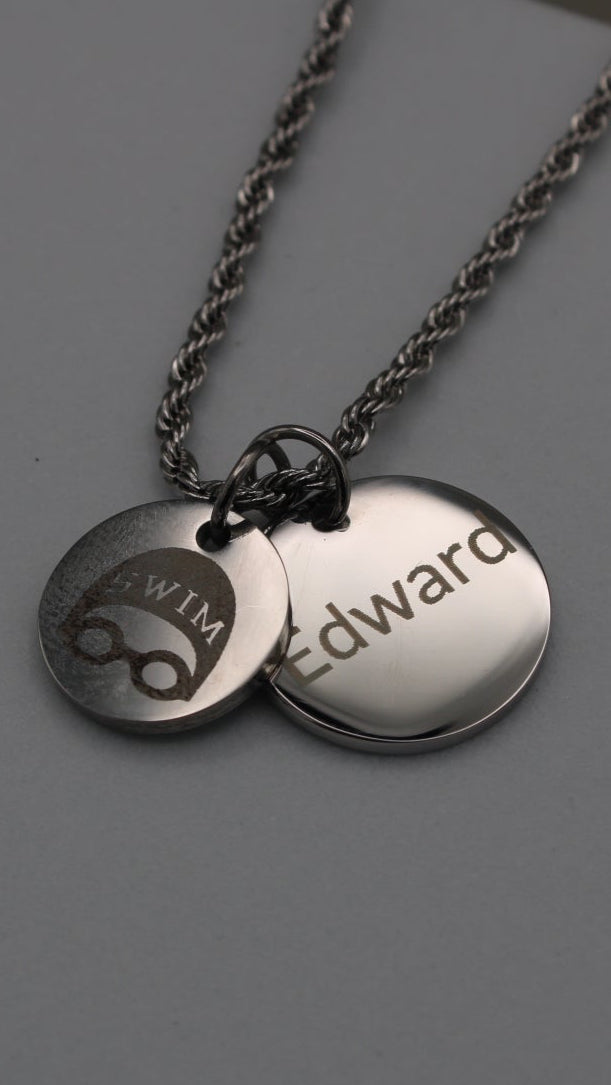 Swimming - Personalized Two Charm Swimming Necklace