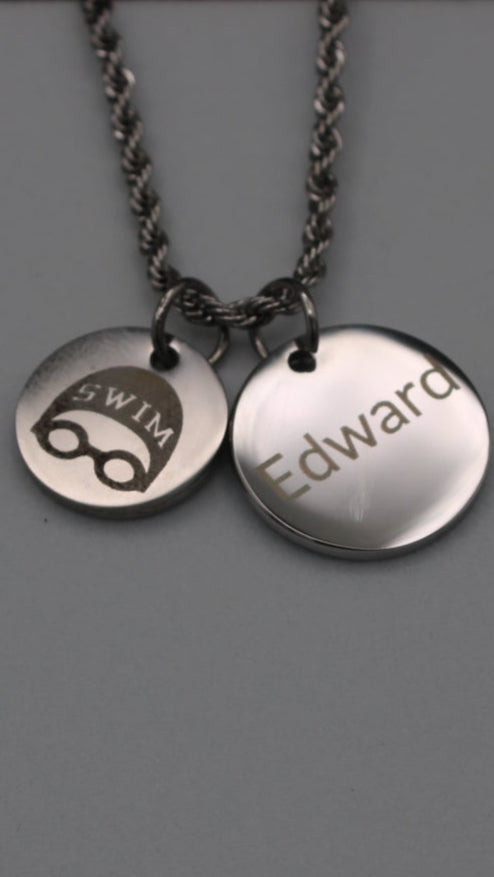 Swimming - Personalized Two Charm Swimming Necklace