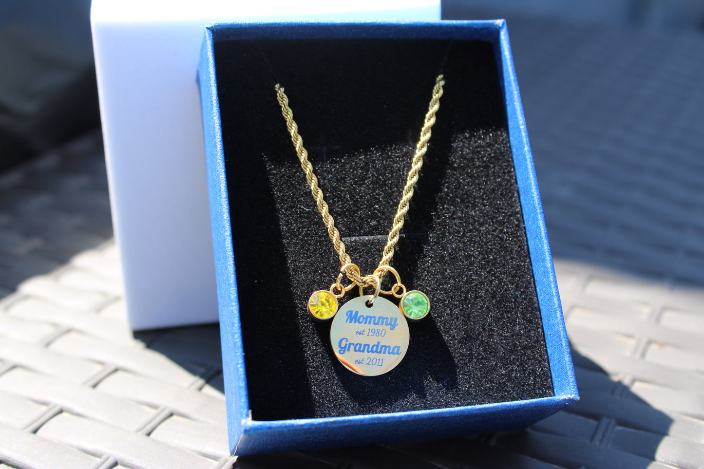 Personalized Year Established Mom & Grandma Birthstone Necklace
