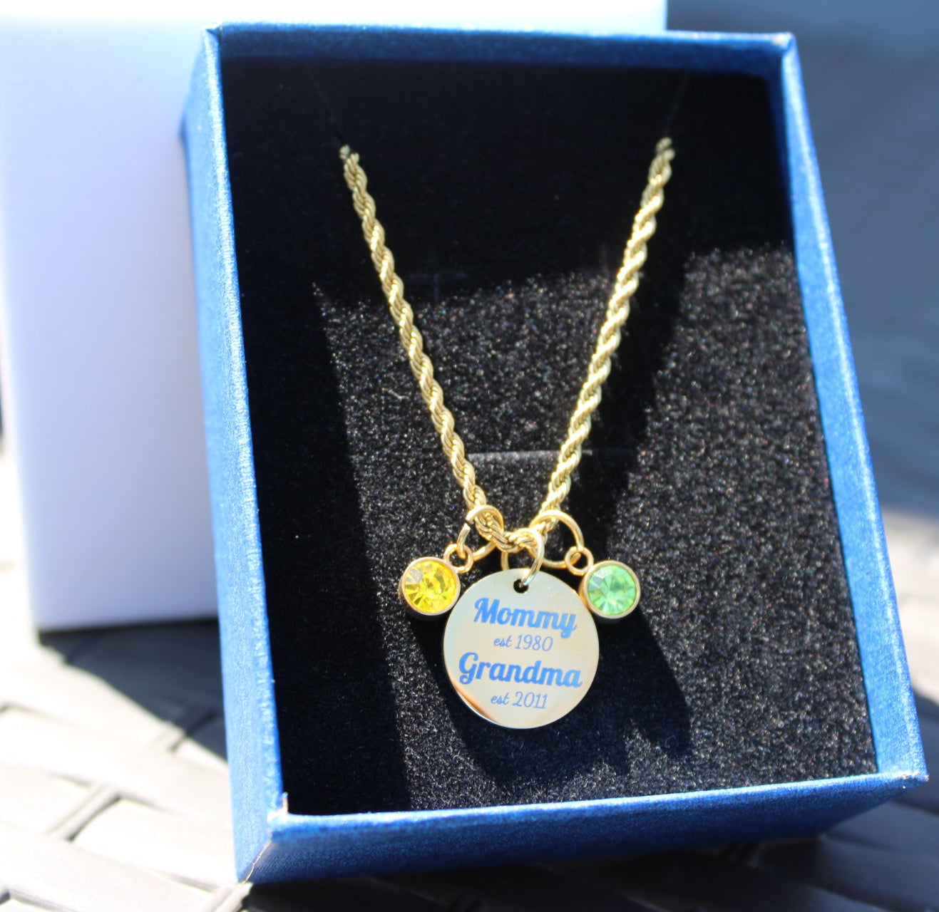 Personalized Year Established Mom & Grandma Birthstone Necklace