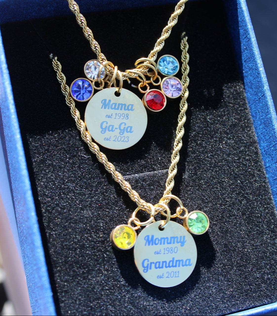 Personalized Year Established Mom & Grandma Birthstone Necklace