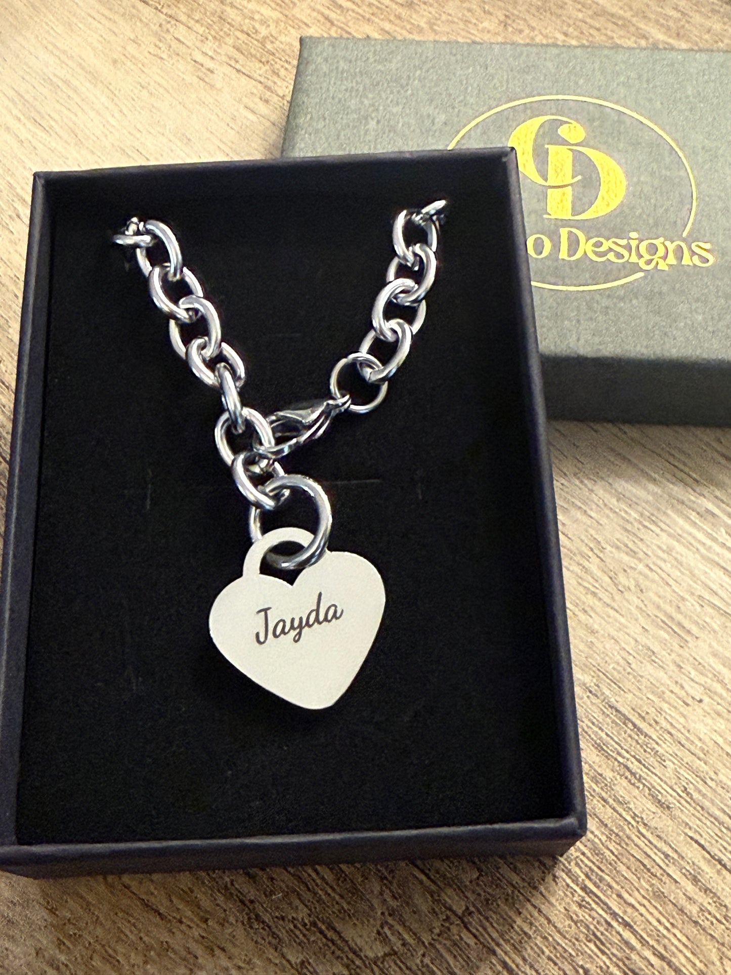 Personalized Stainless Steel Heart Necklace - 16, 18, and 20 inch lengths available