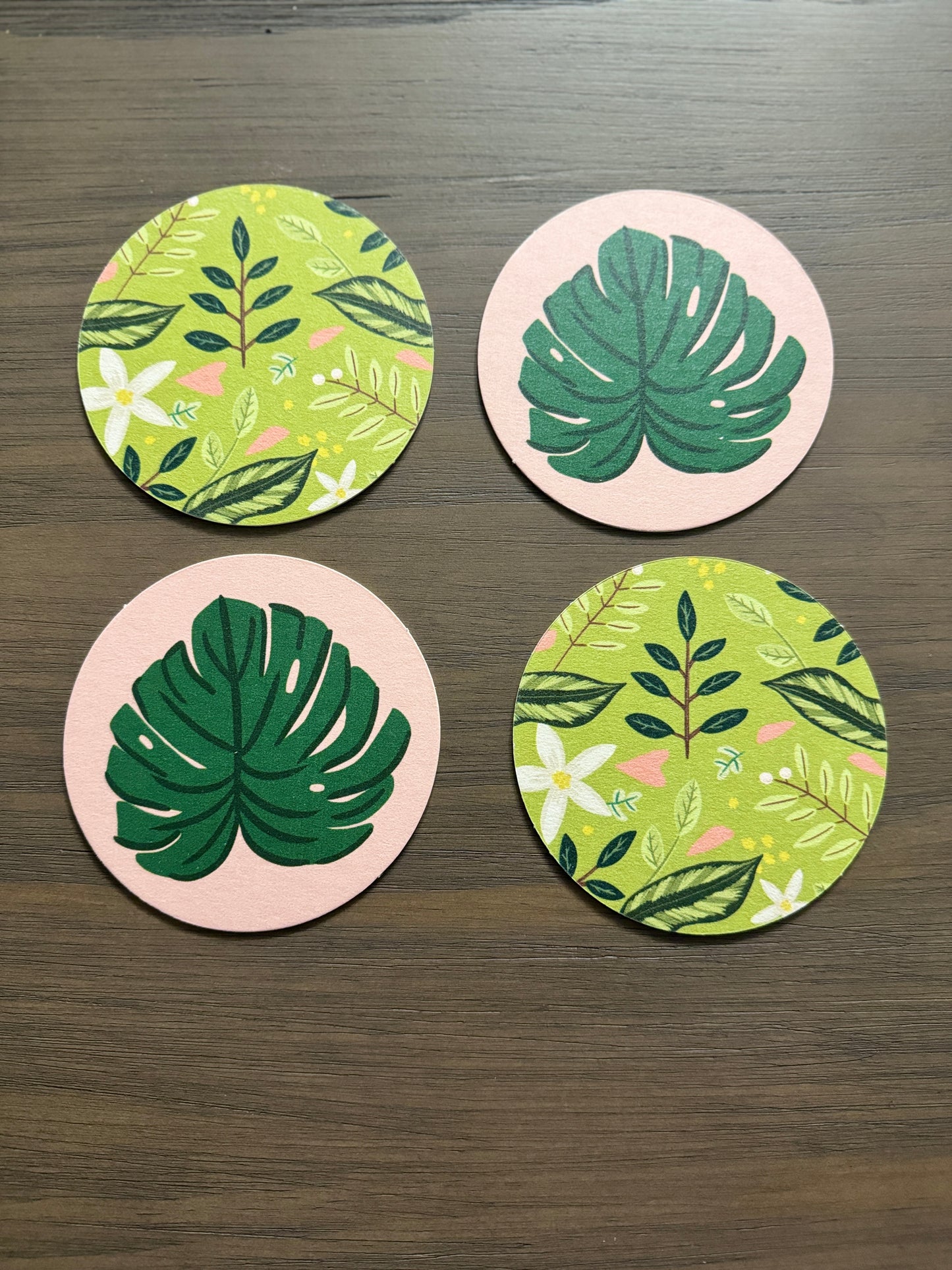 Monstera Love Double Sided Coaster Set of Four