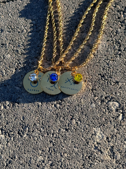 Birthstone Zodiac Horoscope Necklace