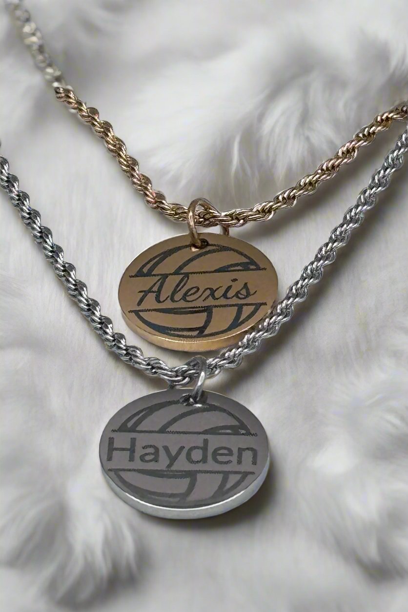 Volleyball - Personalized 5/8" Pendant Volleyball Necklace