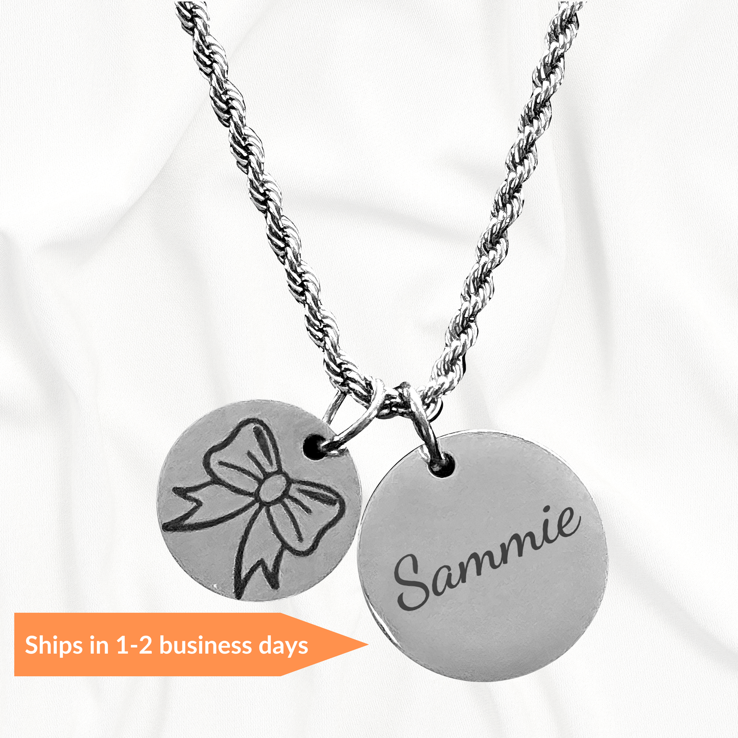 Stainless Steel Silver Custom Two Charm Sports Necklace