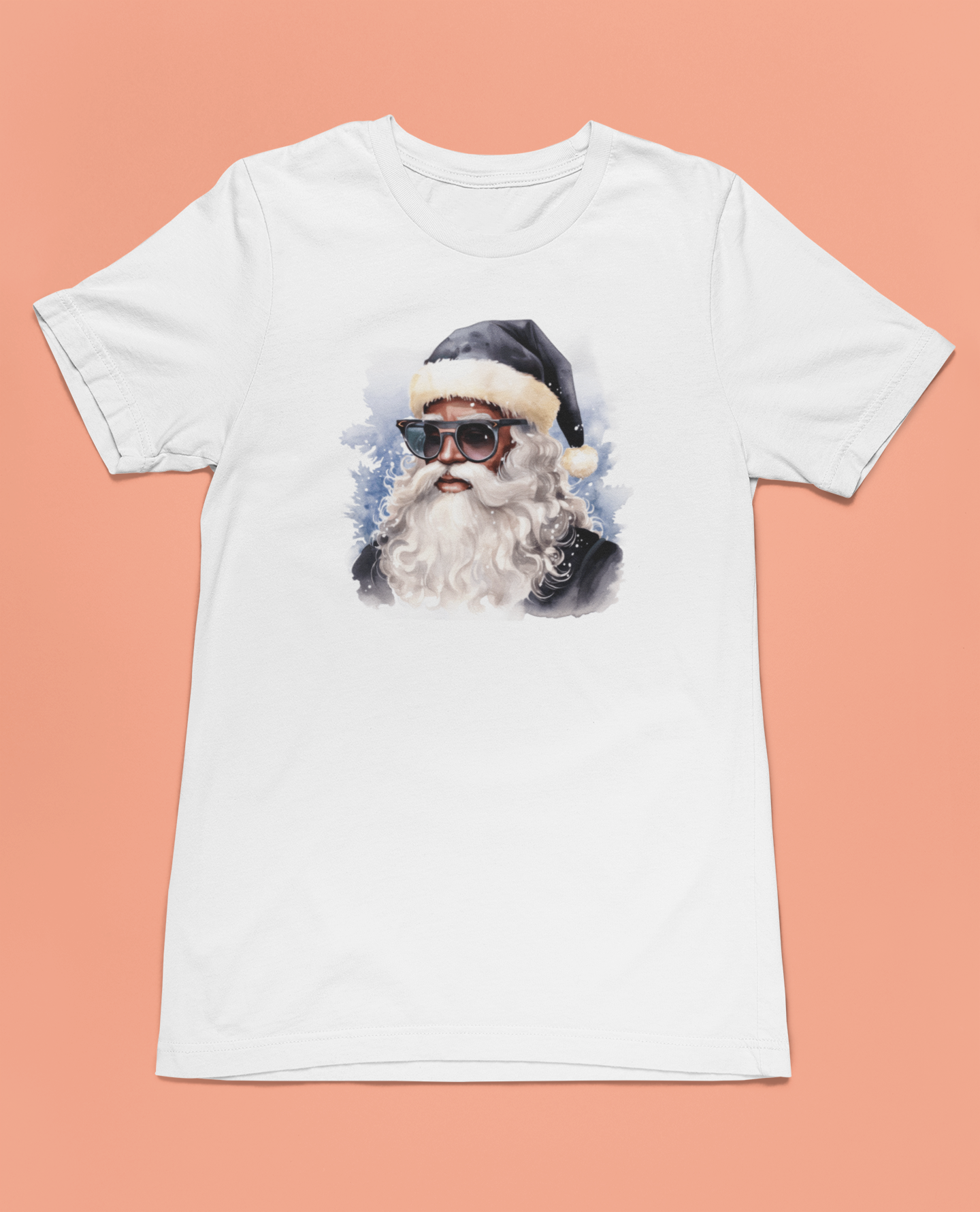 Blue Hat Sunglasses Black Santa Unisex T-Shirt