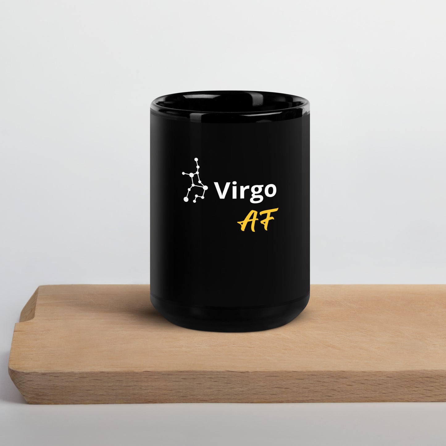 Virgo AF Black Glossy Mug