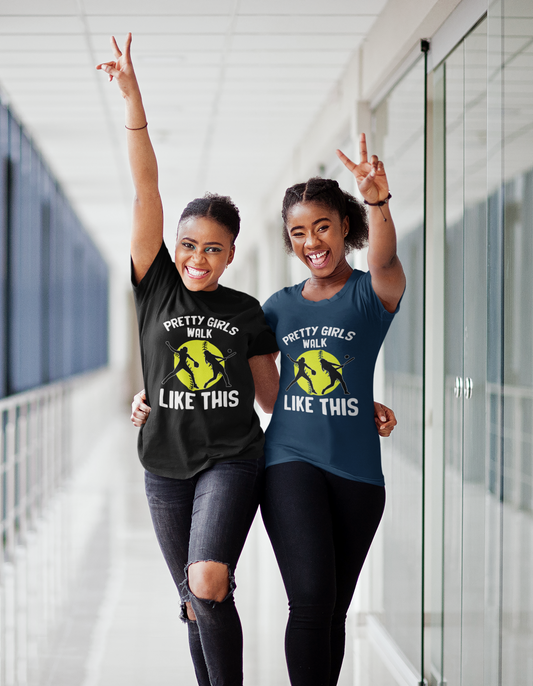 Pretty Girls Walk Softball Adult Unisex t-shirt