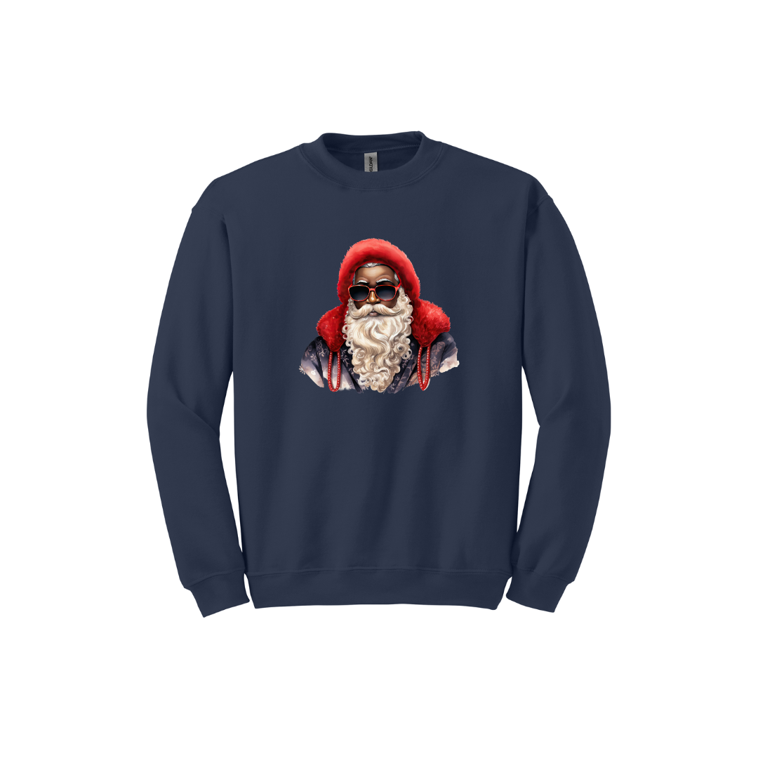 Red Hat Sunglasses Black Santa Crewneck Sweatshirt Adult