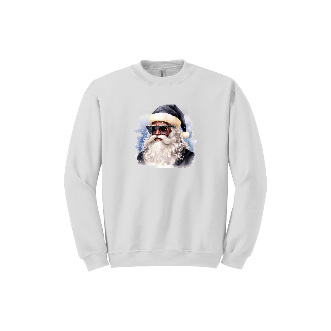 Blue Hat Sunglasses Black Santa Unisex Crewneck Sweatshirt