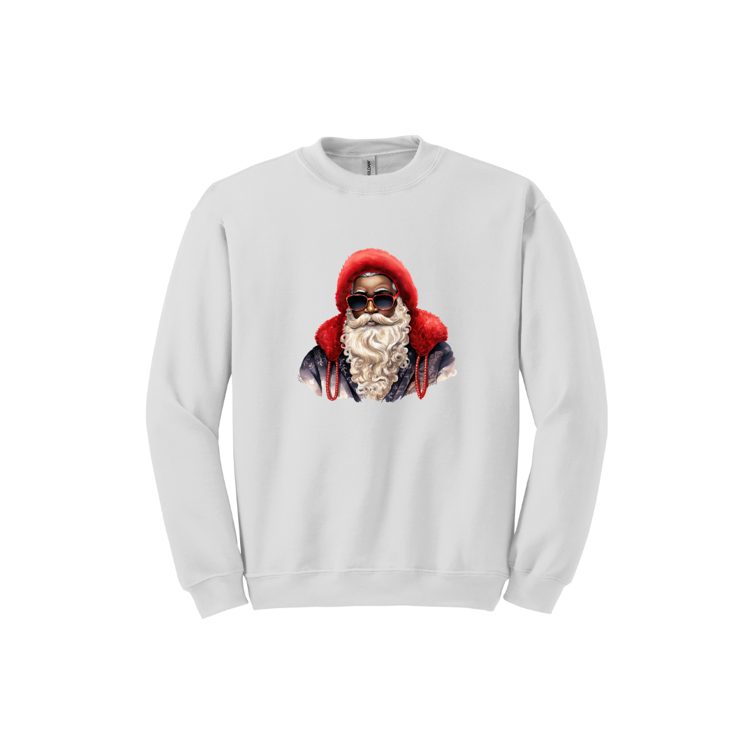 Red Hat Sunglasses Black Santa Crewneck Sweatshirt Adult