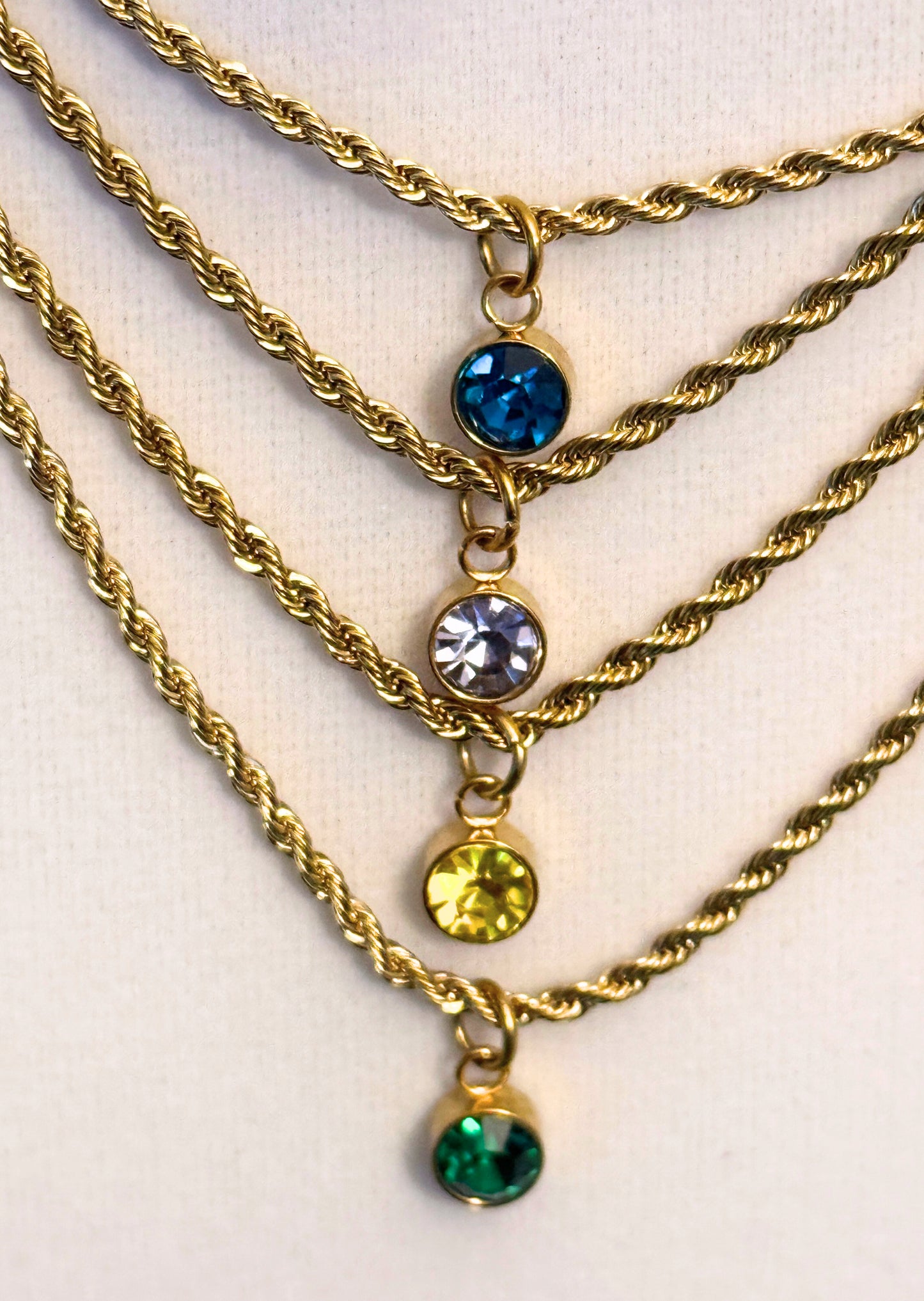 Dainty 18K PVD Gold Plated Stainless Steel Birthstone Necklace