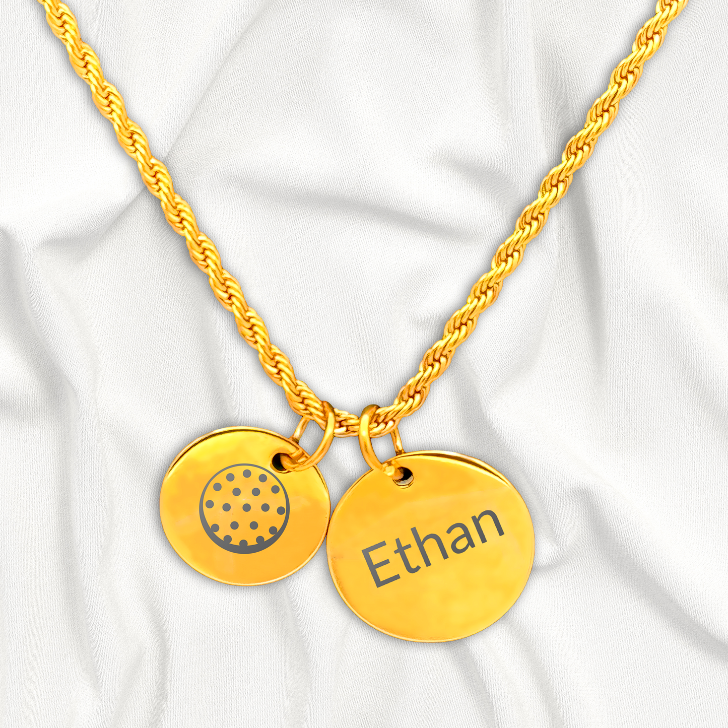 Golf - Personalized Gold Two Charm Golf Necklace