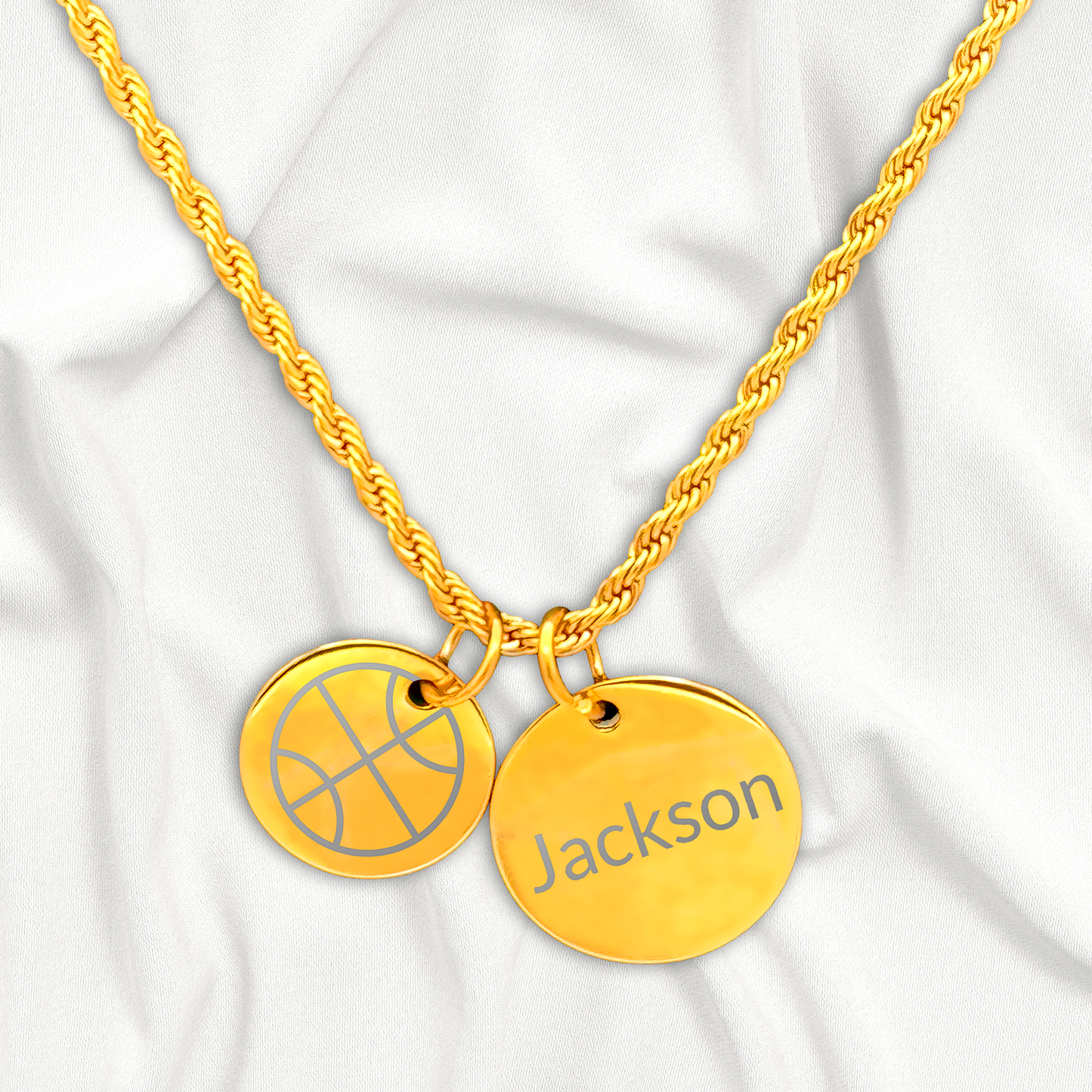 Basketball - Personalized Gold Two Charm Basketball Necklace