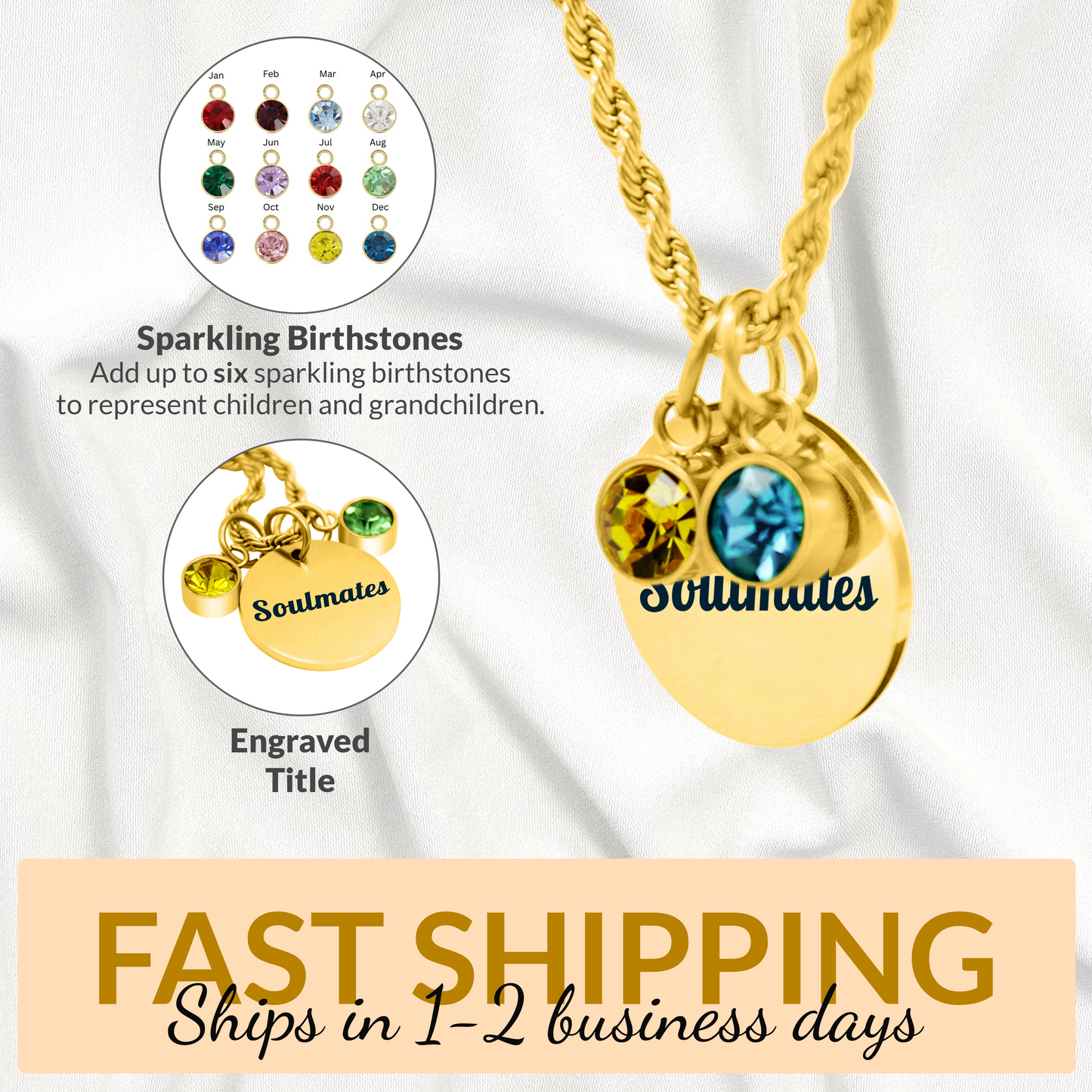 Personalized Gold Soulmate Birthstone Necklace