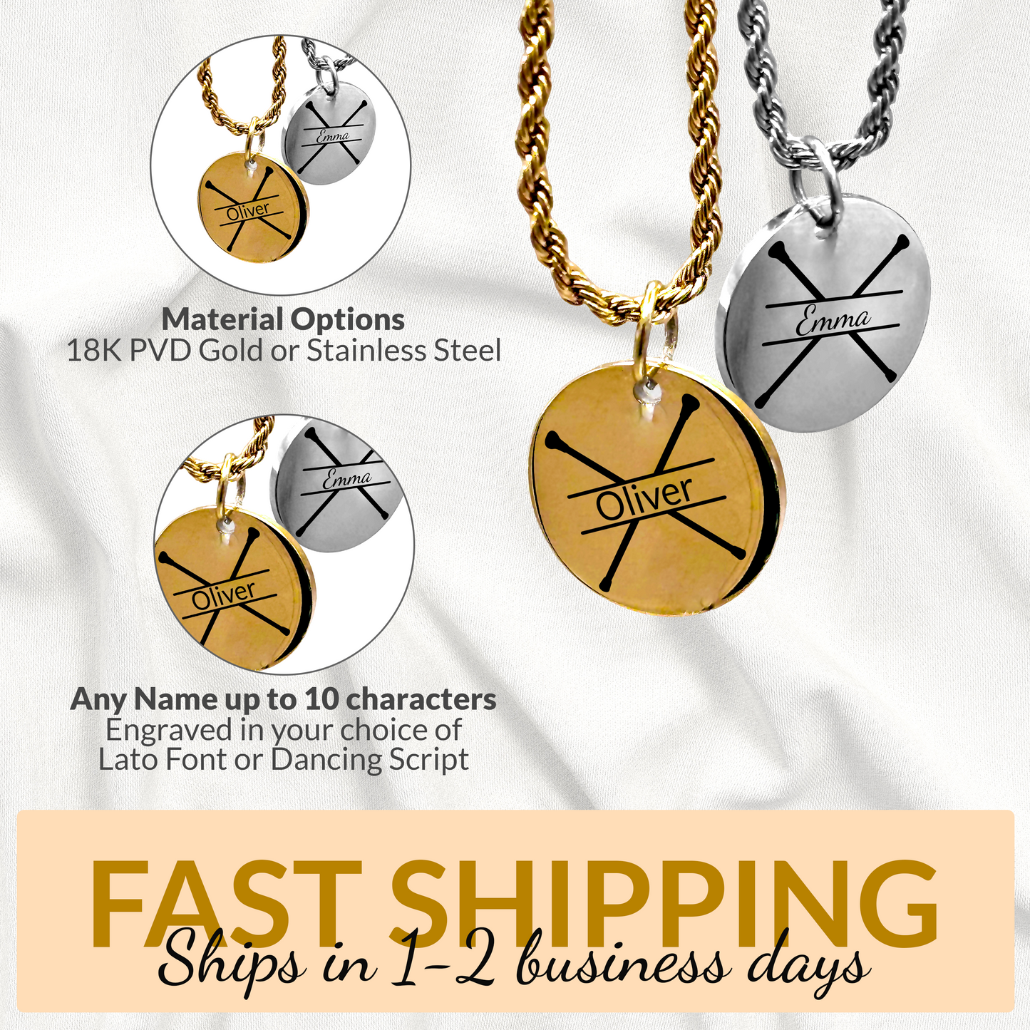 Baton Twirling - Personalized Baton Twirler Pendant Necklace