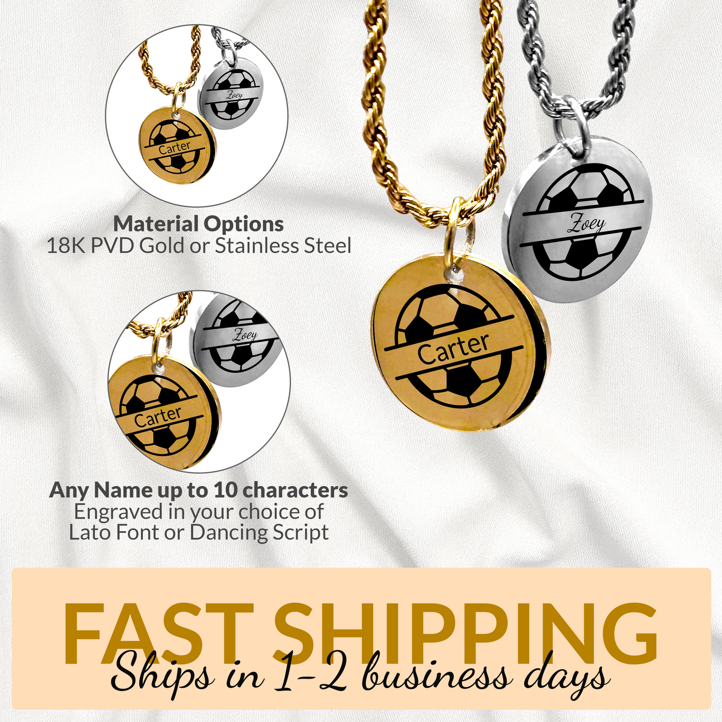 Soccer - Personalized Soccer Pendant Necklace