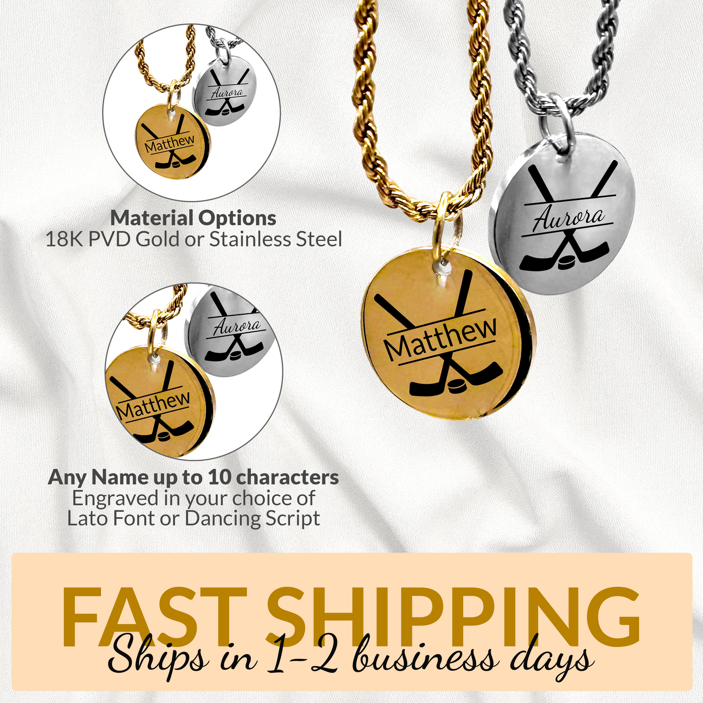 Hockey - Personalized Hockey Pendant Necklace