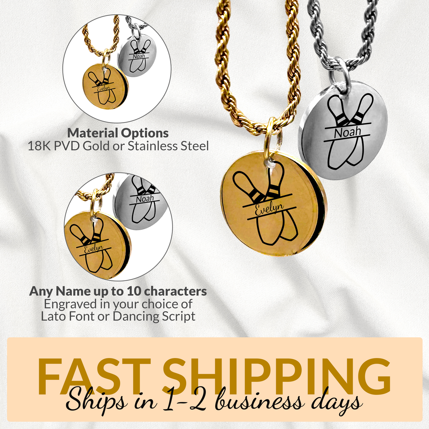 Bowling - Personalized Bowling Pendant Necklace