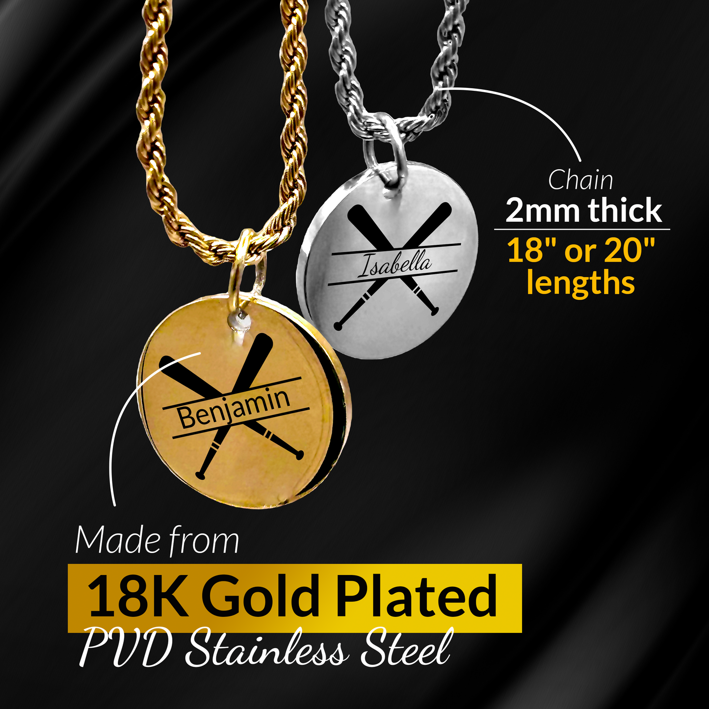 Baseball - Personalized Baseball Pendant Necklace
