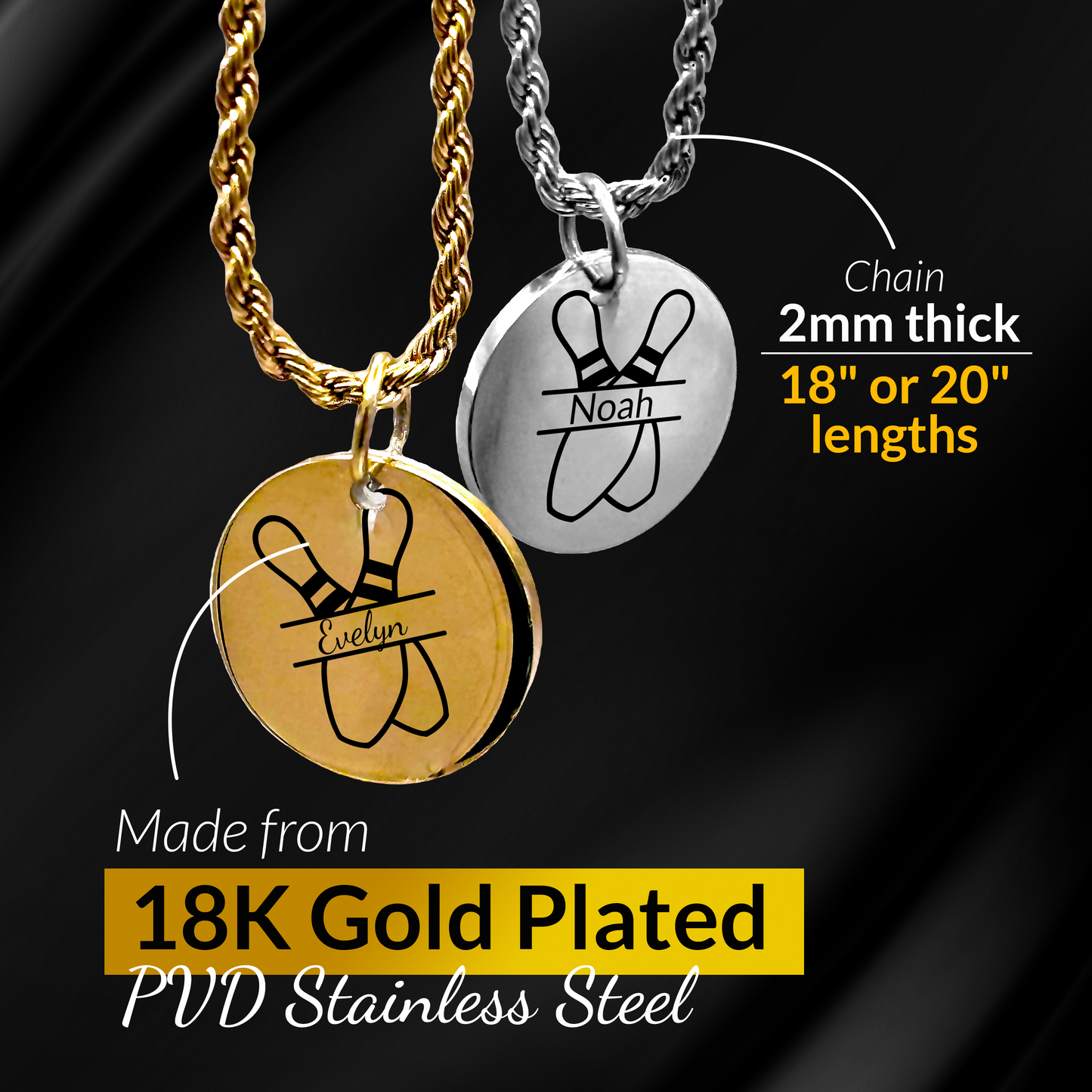 Bowling - Personalized Bowling Pendant Necklace